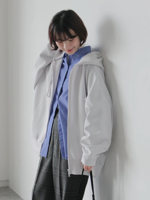 Samansa Mos2 blue「ダンボールジップパーカー」|Tシャツ・カットソー|