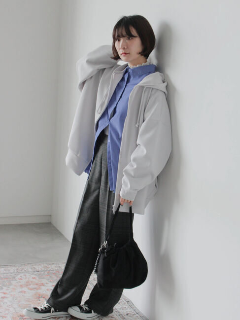 Samansa Mos2 blue「ダンボールジップパーカー」|Tシャツ・カットソー|