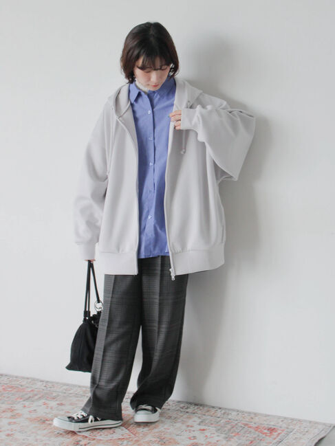 Samansa Mos2 blue「ダンボールジップパーカー」|Tシャツ・カットソー|