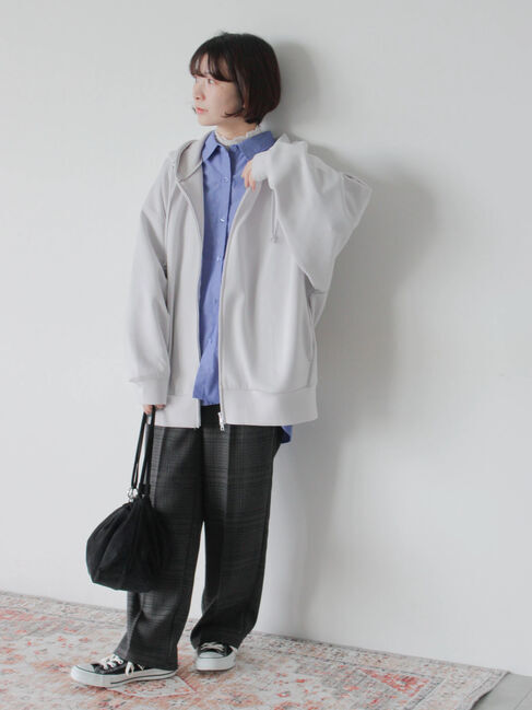 Samansa Mos2 blue「ダンボールジップパーカー」|Tシャツ・カットソー|