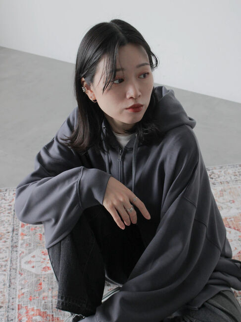 Samansa Mos2 blue「ダンボールジップパーカー」|Tシャツ・カットソー|