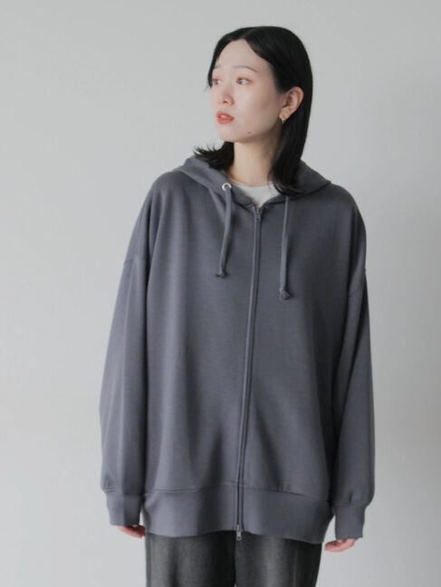 Samansa Mos2 blue「ダンボールジップパーカー」|Tシャツ・カットソー|