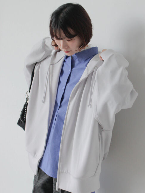 Samansa Mos2 blue「ダンボールジップパーカー」|Tシャツ・カットソー|