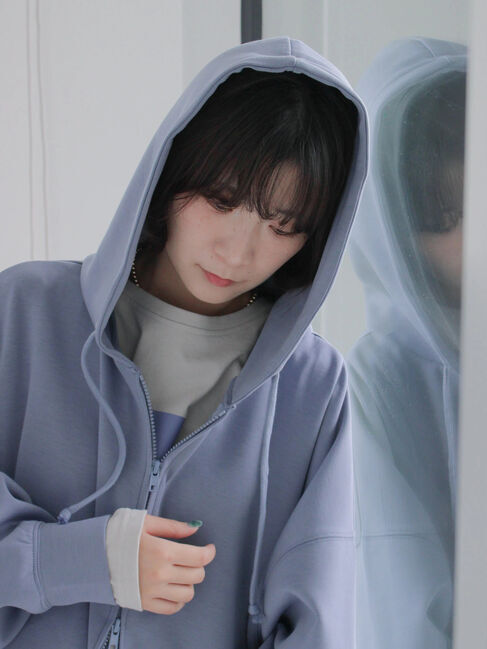 Samansa Mos2 blue「ダンボールジップパーカー」|Tシャツ・カットソー|