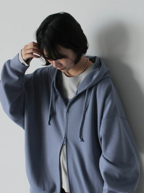 Samansa Mos2 blue「ダンボールジップパーカー」|Tシャツ・カットソー|