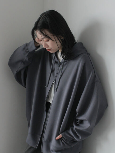 Samansa Mos2 blue「ダンボールジップパーカー」|Tシャツ・カットソー|