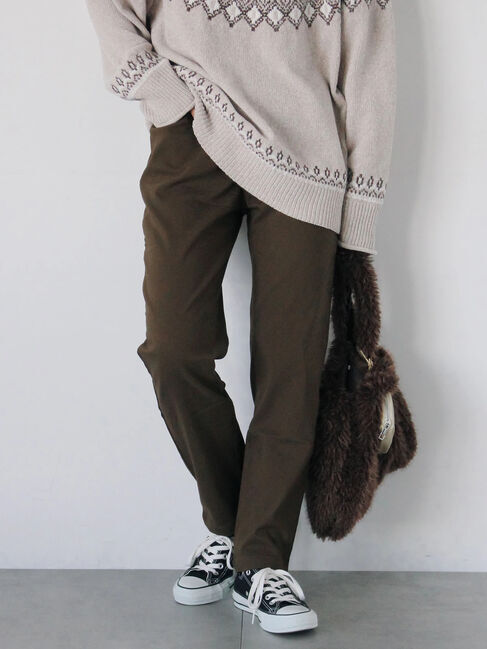 Samansa Mos2 blue「裏起毛ストレッチパンツ」|その他|モカ