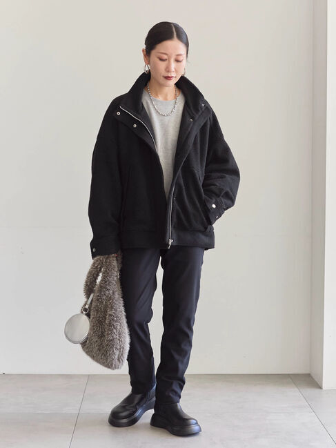 Samansa Mos2 blue「裏起毛ストレッチパンツ」|その他|