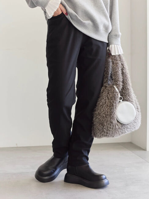 Samansa Mos2 blue「裏起毛ストレッチパンツ」|その他|ブラック