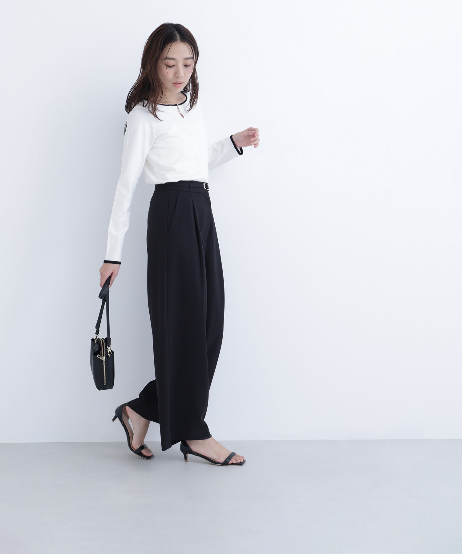  「ベルテッドタックワイドパンツ」|その他|