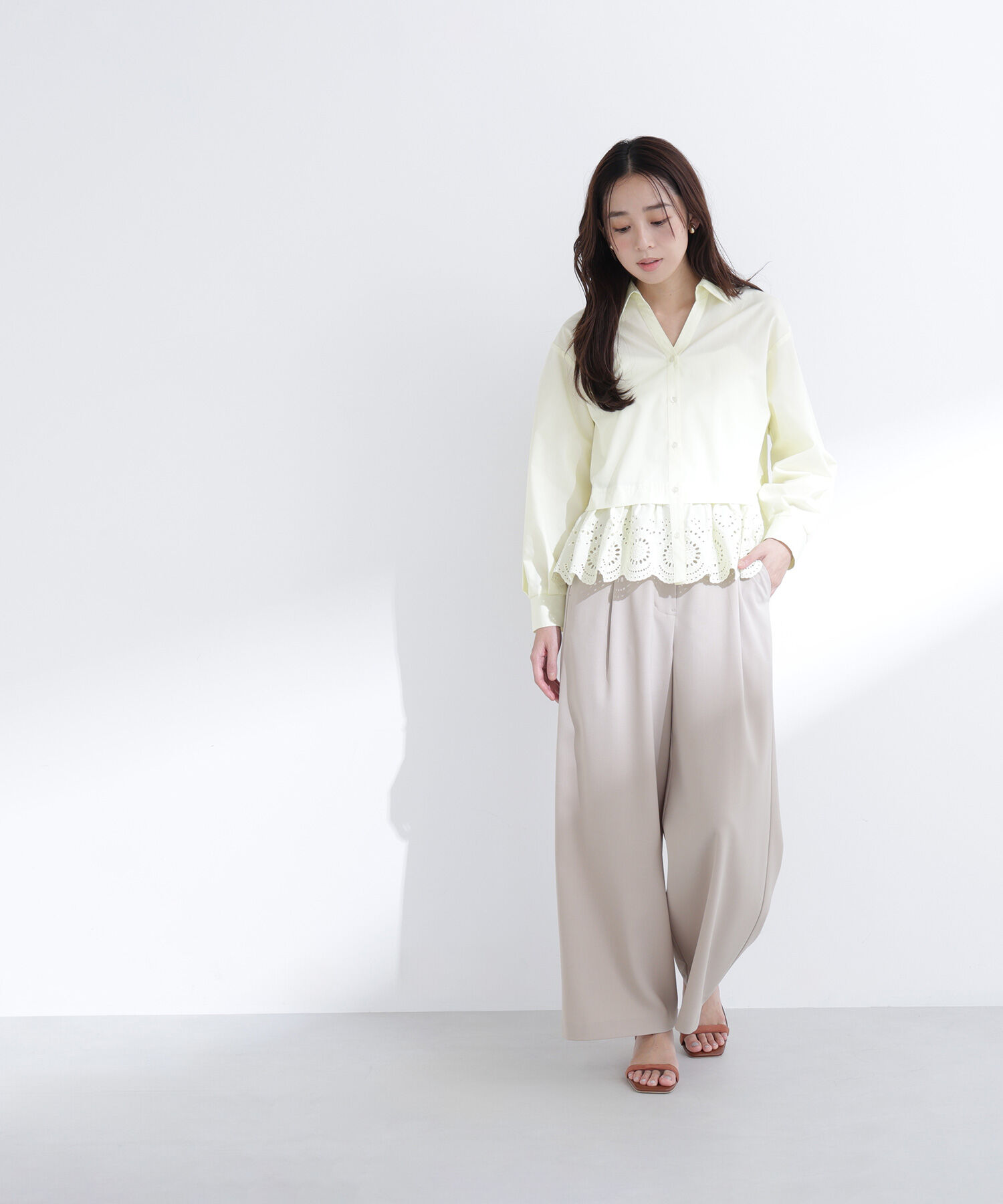  「ベルテッドタックワイドパンツ」|その他|