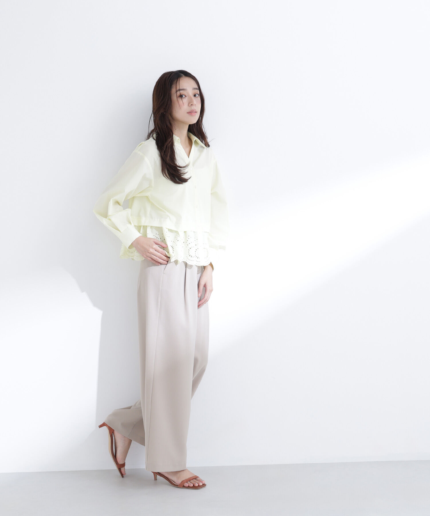  「ベルテッドタックワイドパンツ」|その他|