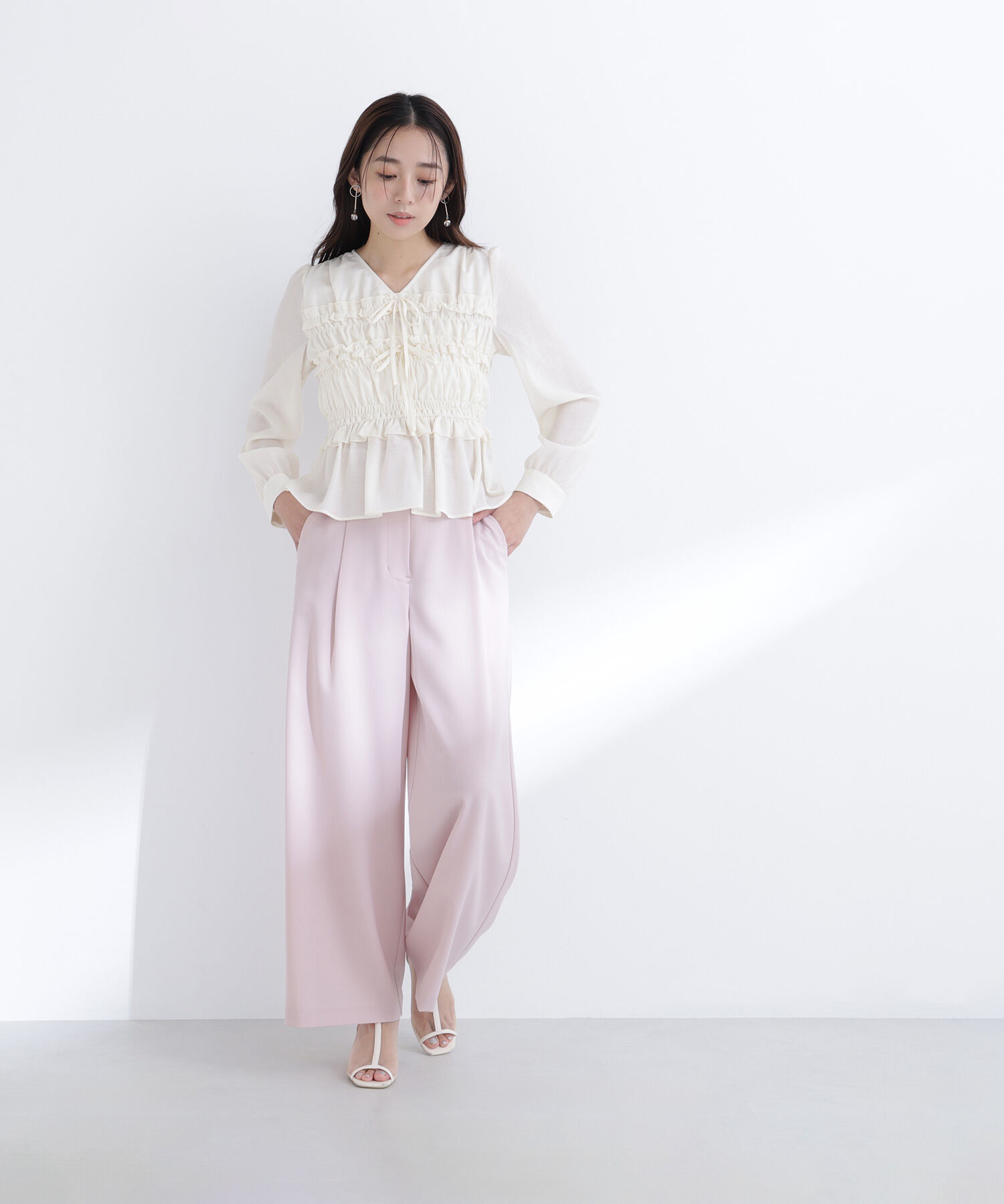  「ベルテッドタックワイドパンツ」|その他|