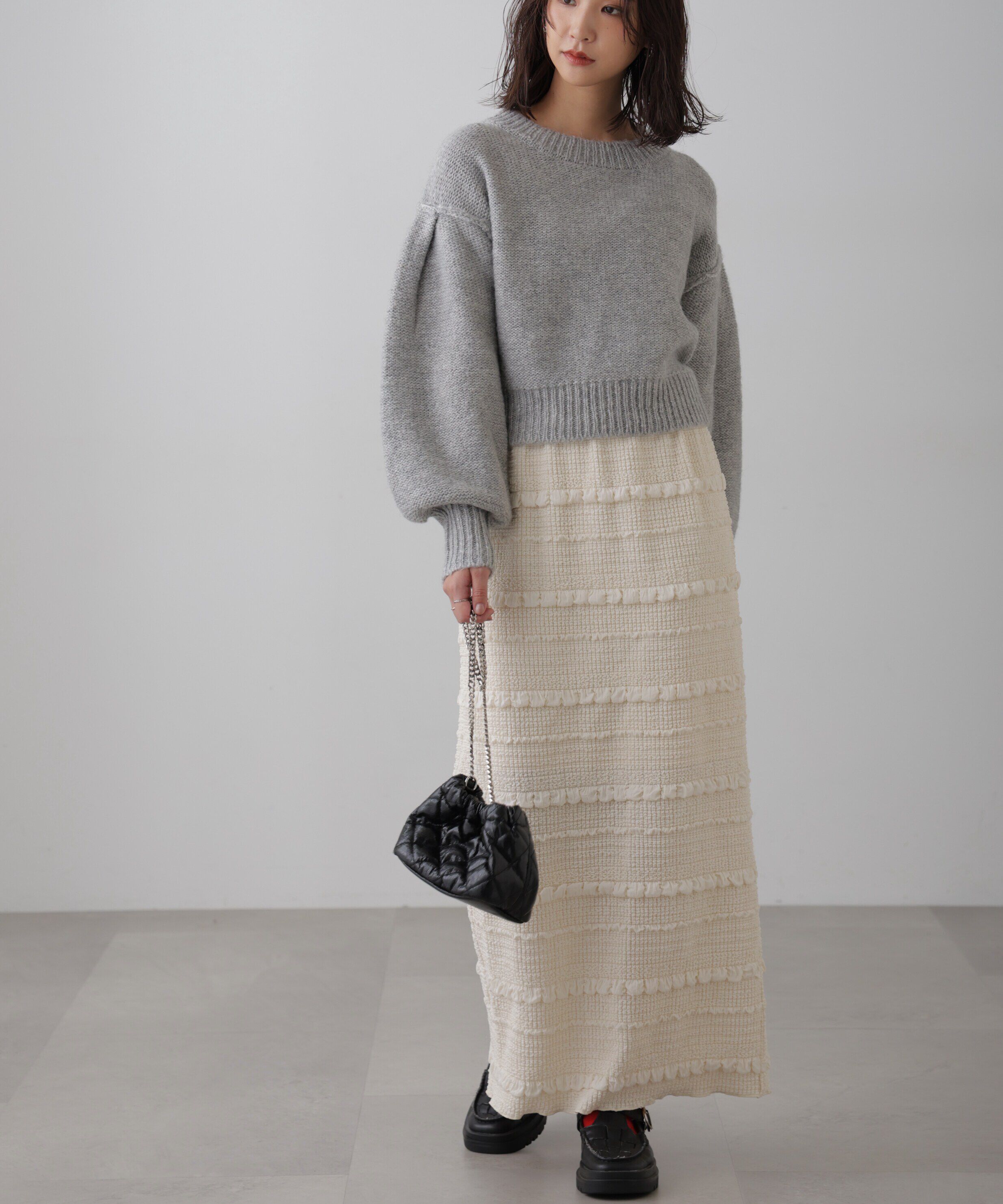  「バックリボンショート丈ニット」|ニット・セーター|