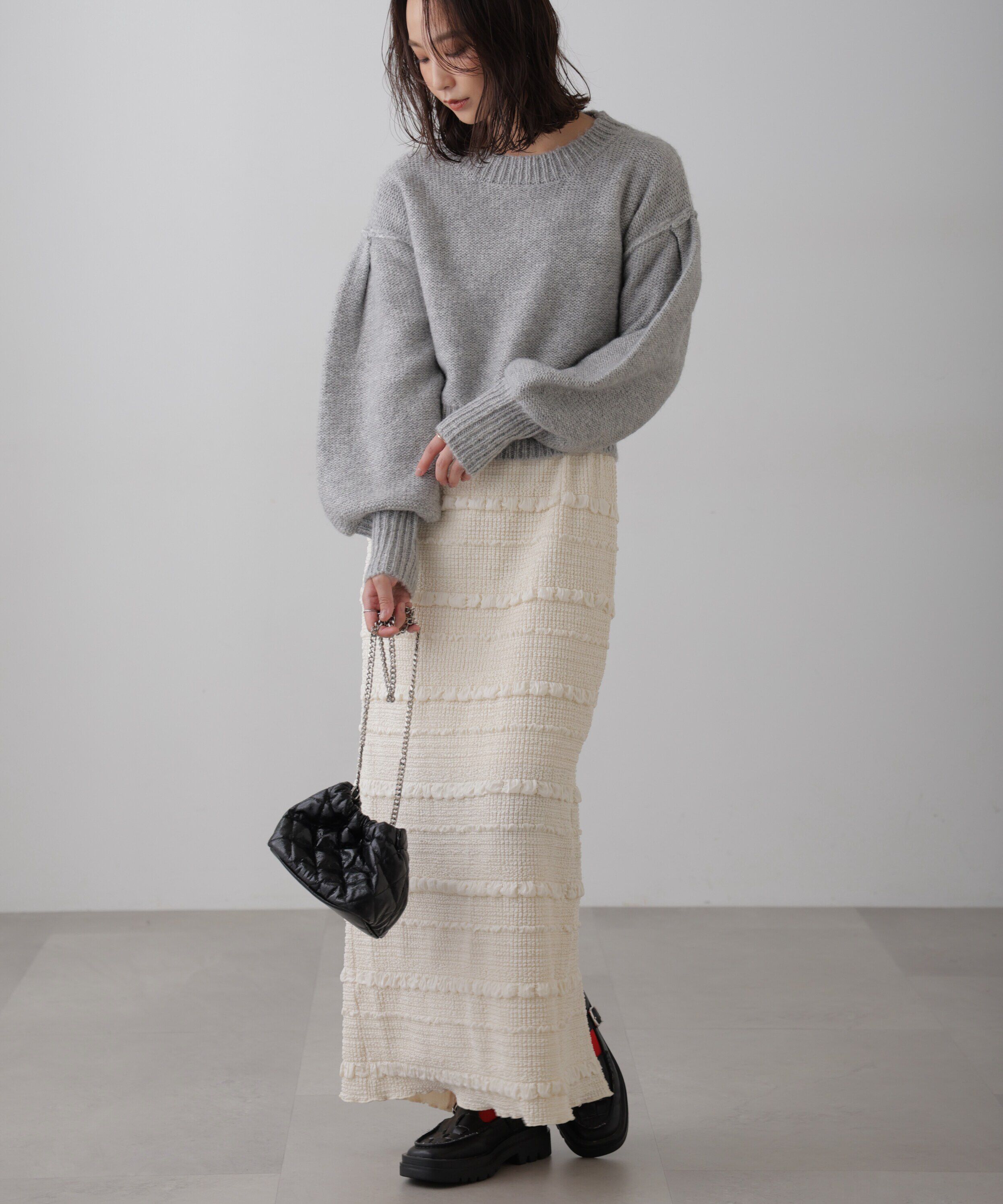  「バックリボンショート丈ニット」|ニット・セーター|