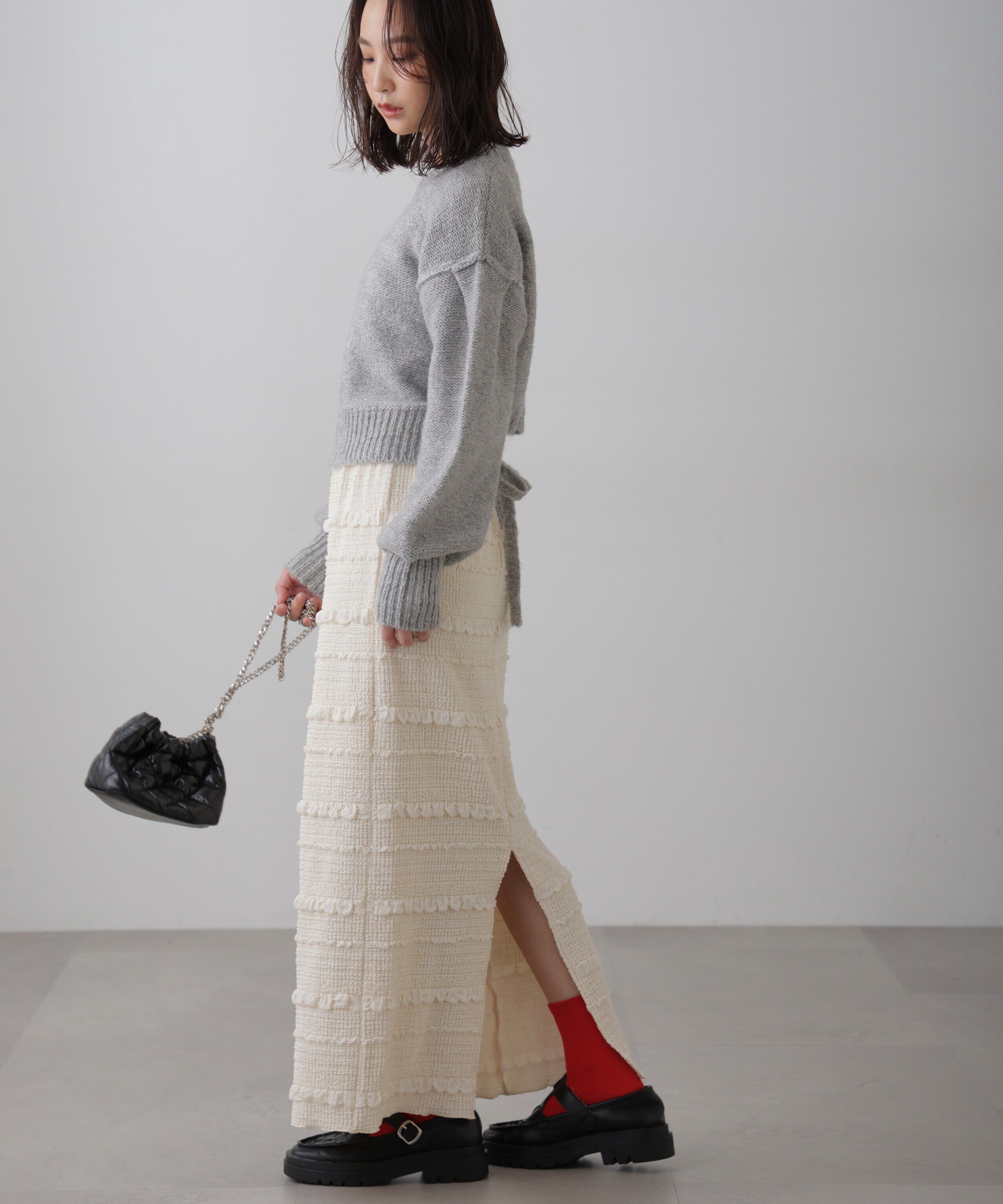  「バックリボンショート丈ニット」|ニット・セーター|