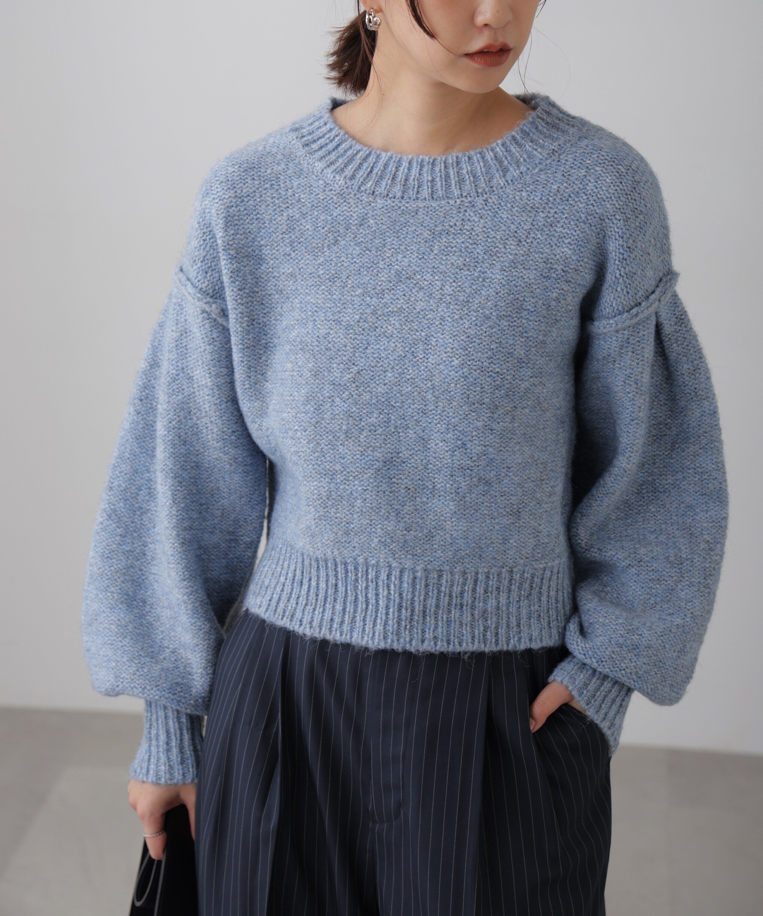  「バックリボンショート丈ニット」|ニット・セーター|