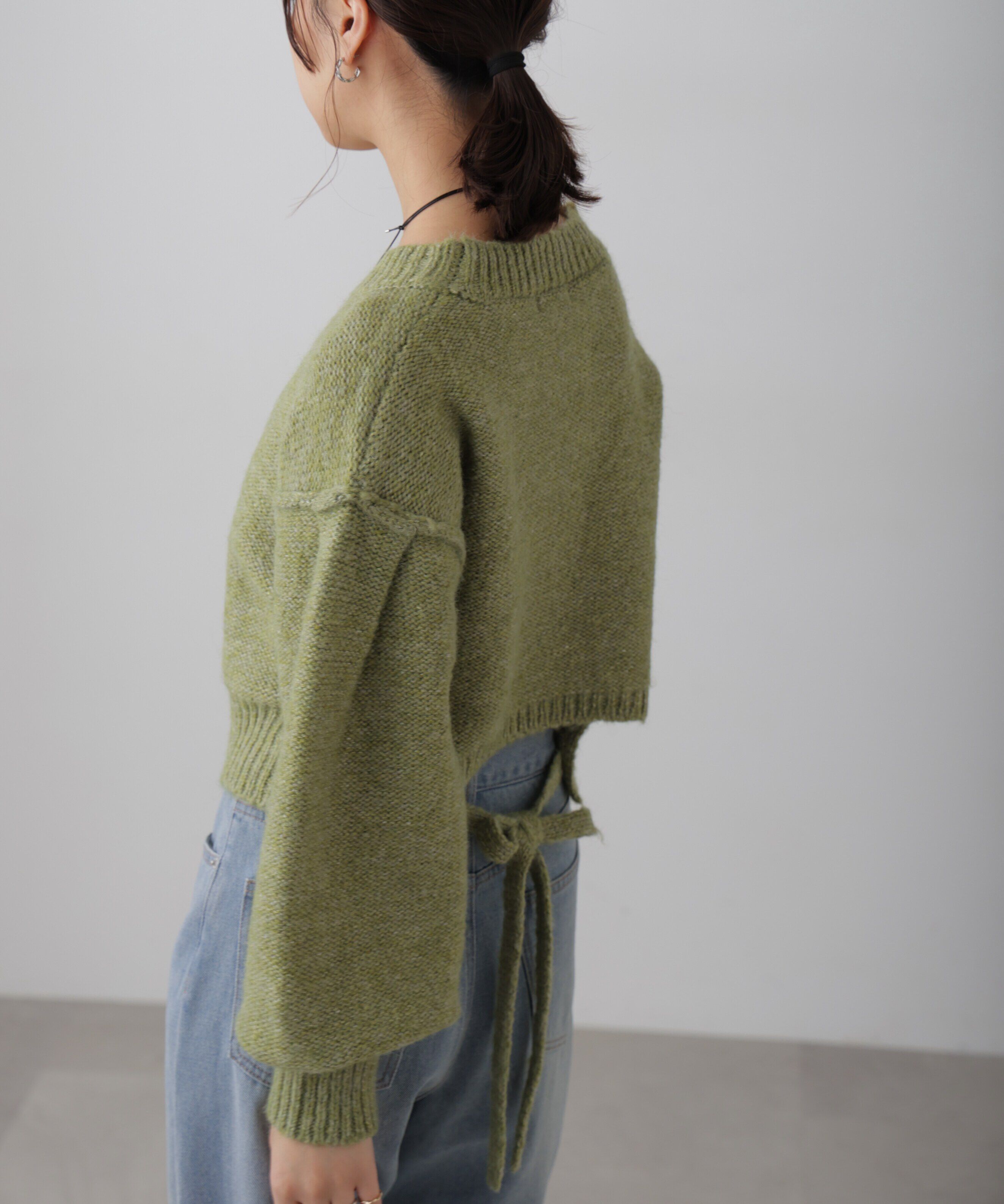  「バックリボンショート丈ニット」|ニット・セーター|