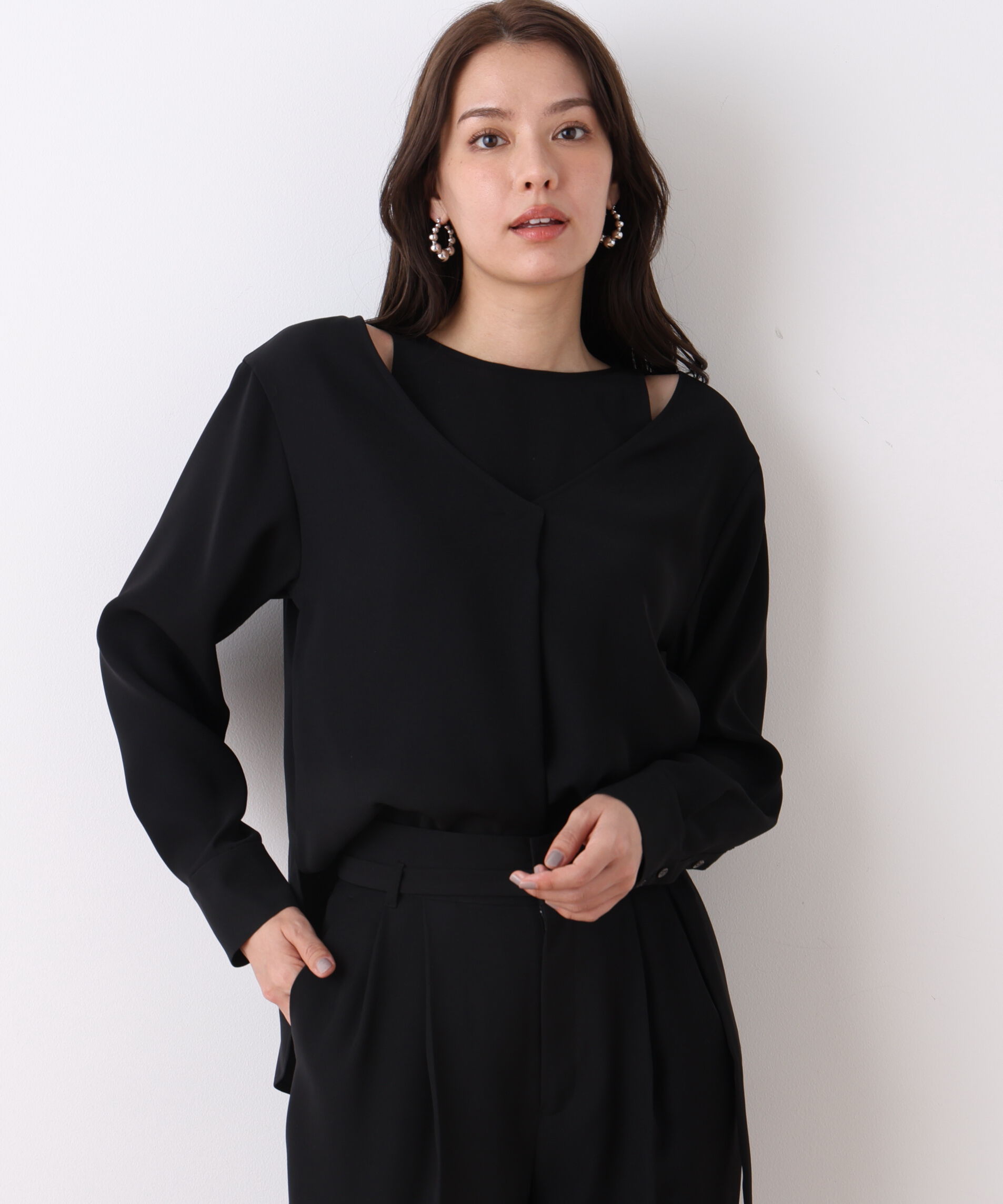  「ダブルサテンレイヤードブラウス」|シャツ・ブラウス|