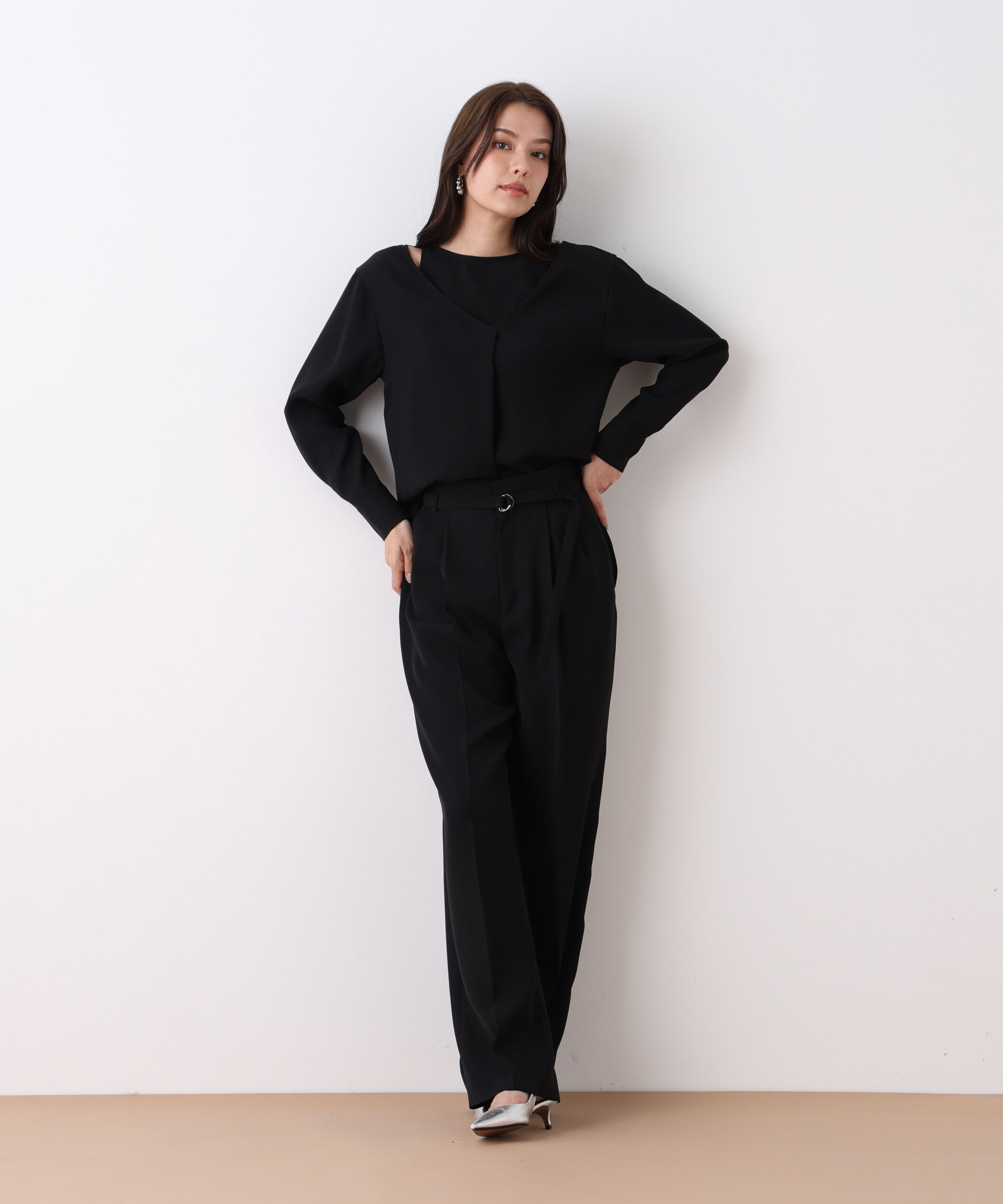  「ダブルサテンレイヤードブラウス」|シャツ・ブラウス|