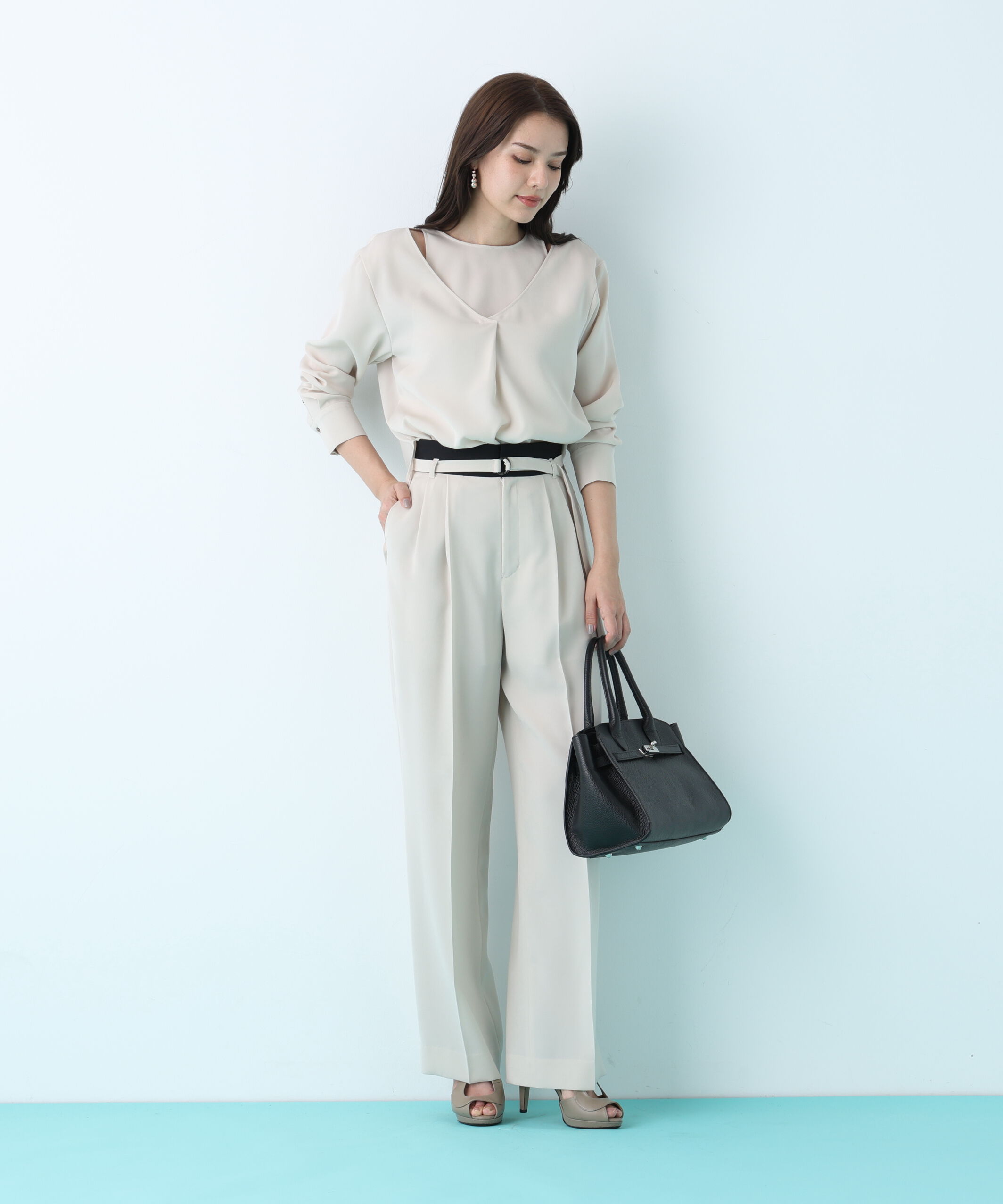  「ダブルサテンレイヤードブラウス」|シャツ・ブラウス|