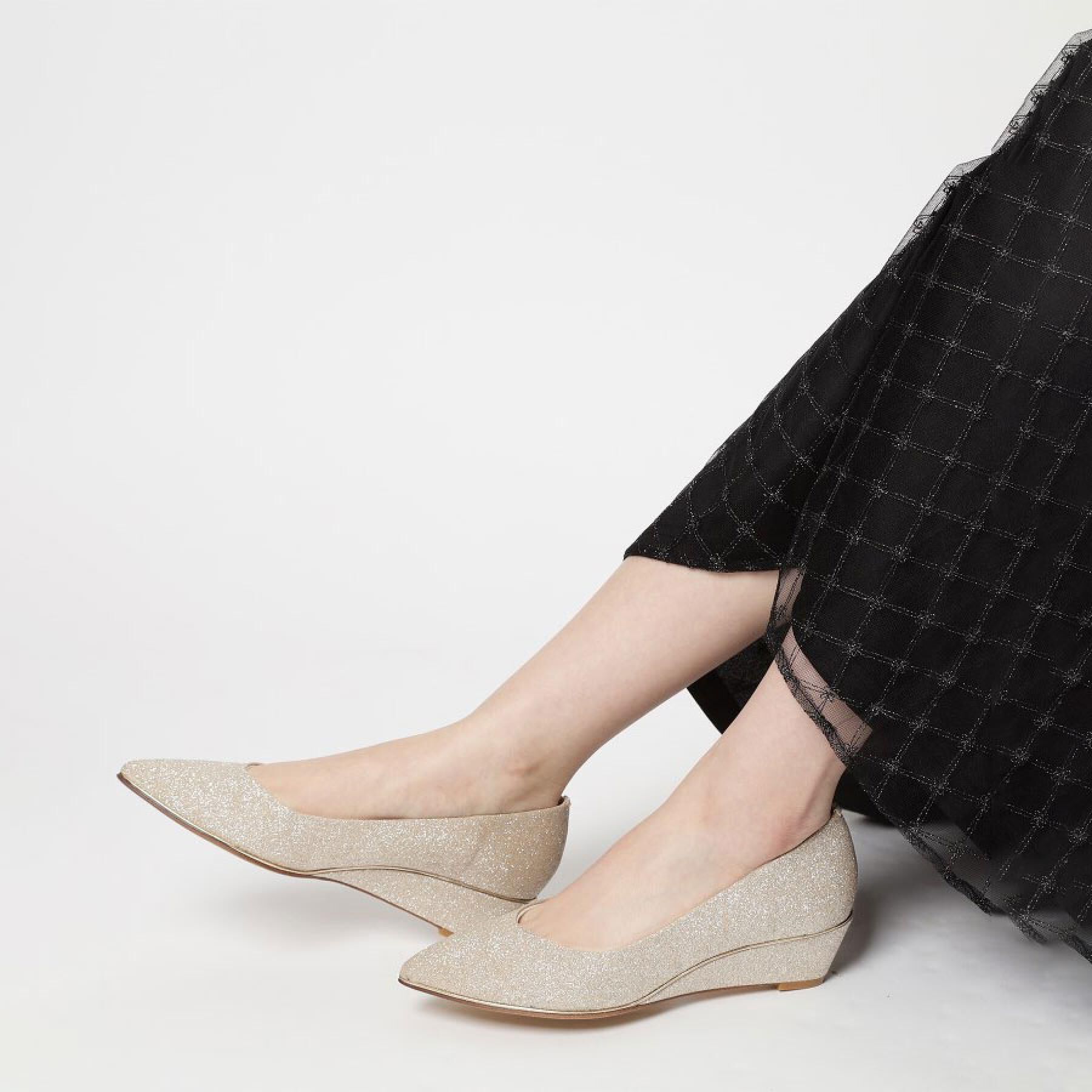 ESPERANZA「ポインテッドウェッジパンプス」|パンプス|ゴールド(008)