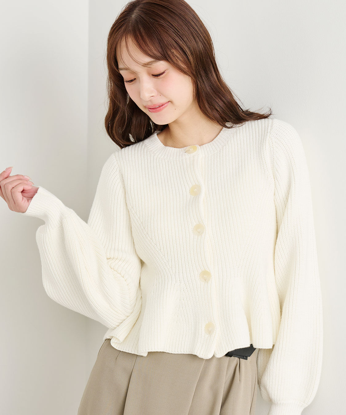 COCO DEAL「ペプラムボタンニット」|ニット・セーター|