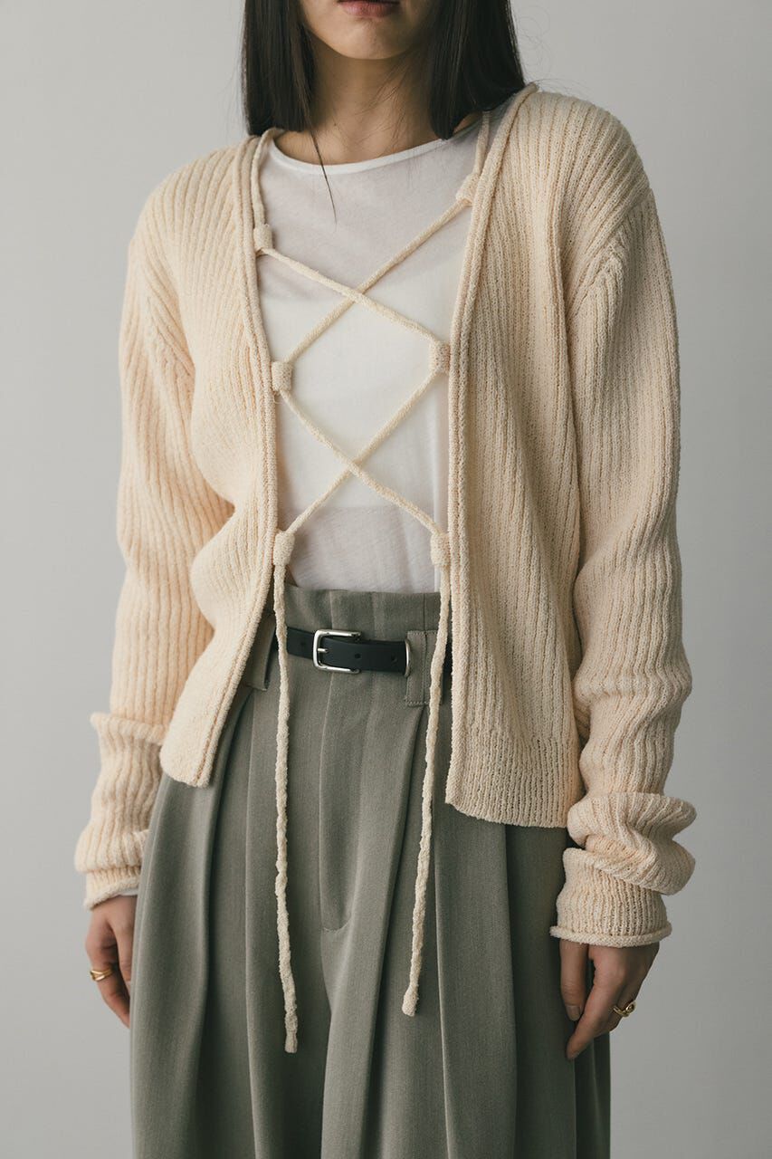 STYLEMIXER「レースアップリブニットトップ」|ニット・セーター|