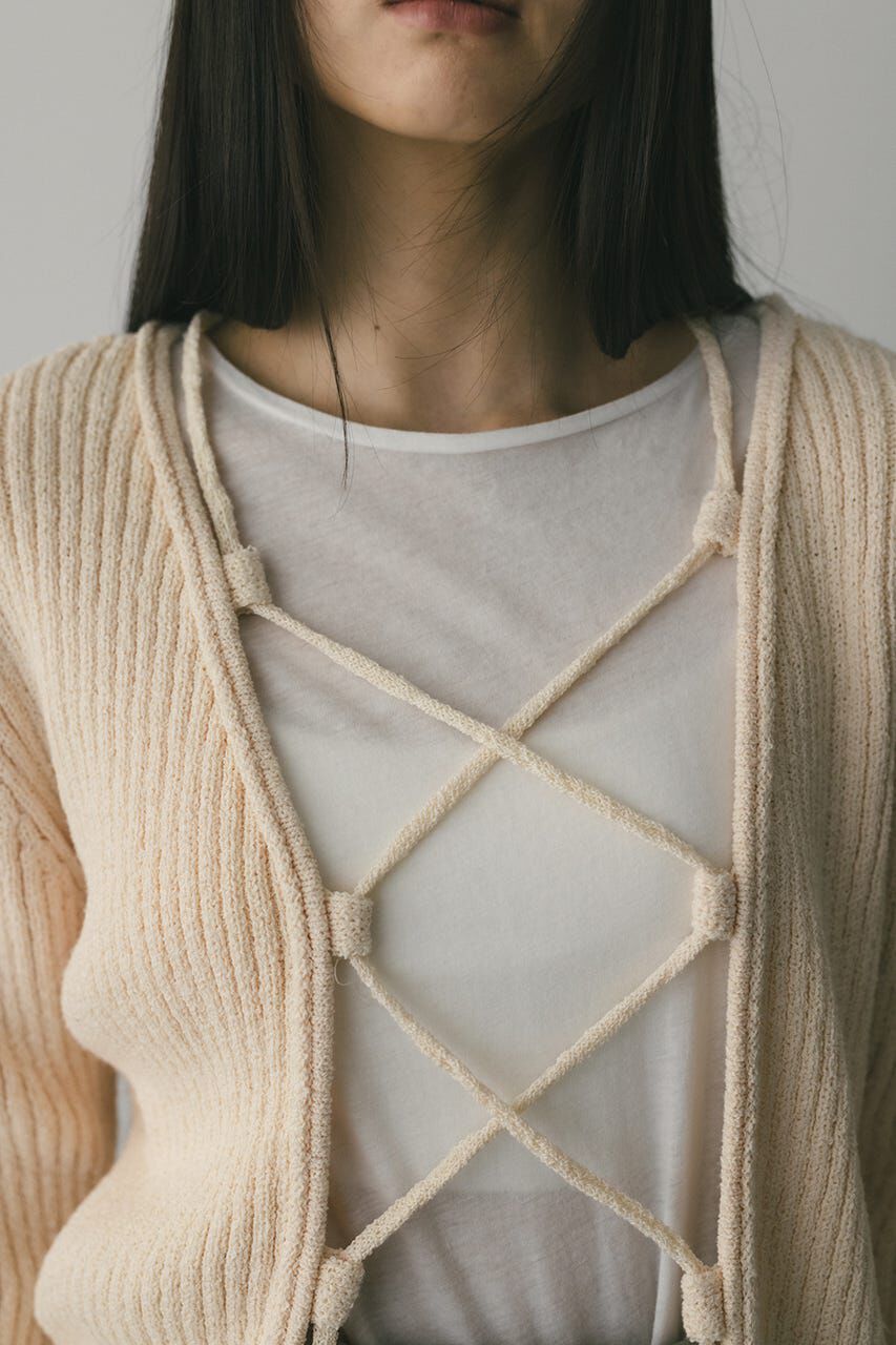 STYLEMIXER「レースアップリブニットトップ」|ニット・セーター|