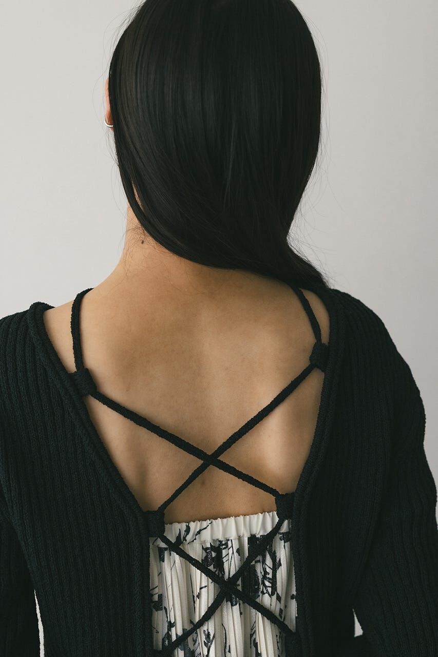 STYLEMIXER「レースアップリブニットトップ」|ニット・セーター|