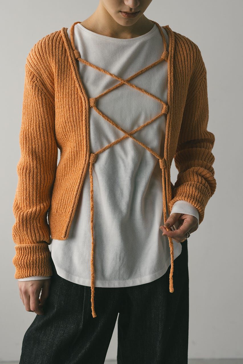 STYLEMIXER「レースアップリブニットトップ」|ニット・セーター|