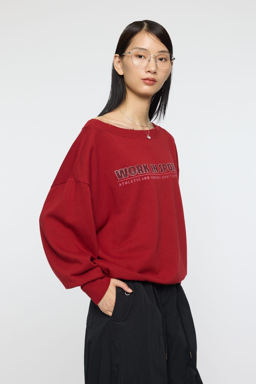 MOUSSY「OFF SHOULDER LOGO SWEAT プルオーバー」|パーカー|