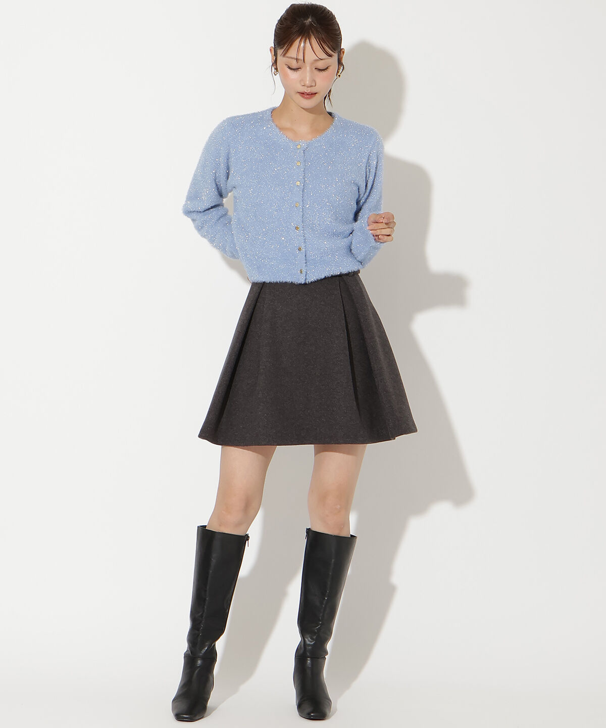 アンドクチュール「ラメシャギーニットカーディガン」|カーディガン|