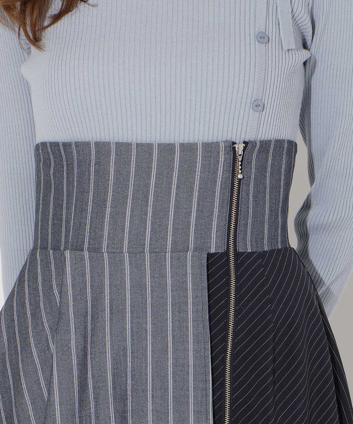 アンドクチュール「ストライプパッチワークスカート」|フレア|