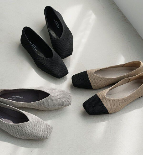 UNITED ARROWS green label relaxing「ウェルネス ニット スクエアVカット シューズ 撥水 ウォッシャブル」|ローファー|