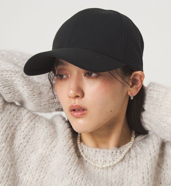 UNITED ARROWS green label relaxing「起毛ピーチ バイザー キャップ / 帽子 UVカット」|キャップ・キャスケット|BLACK
