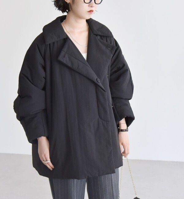 quaranciel「quaranciel: 中綿 テーラード ミドル ジャケット コート」|ダウン|