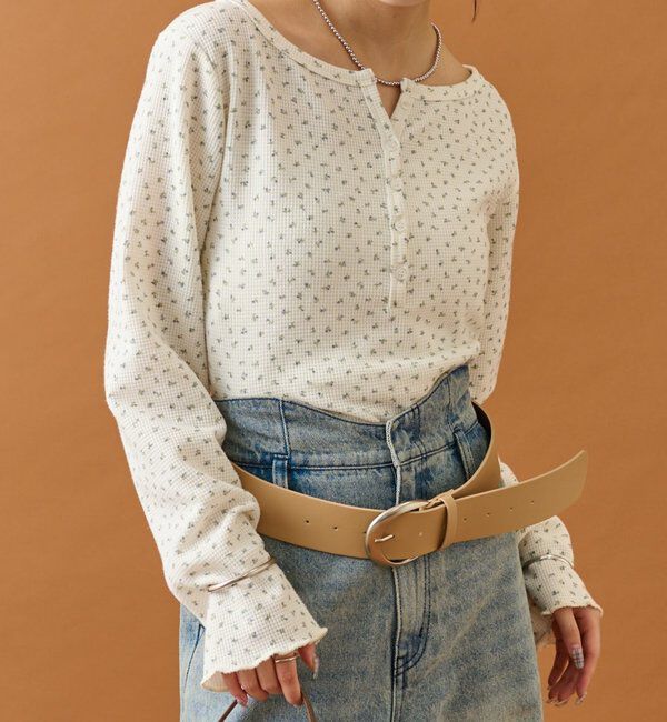  「小花ヘンリーロンT」|シャツ・ブラウス|