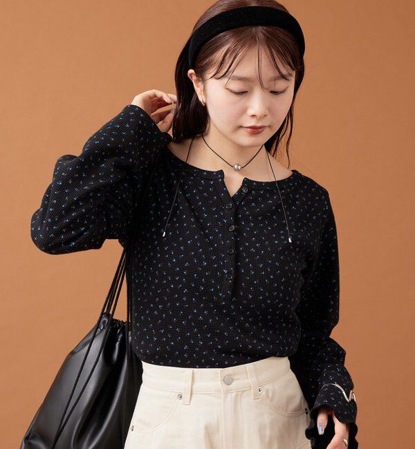  「小花ヘンリーロンT」|シャツ・ブラウス|