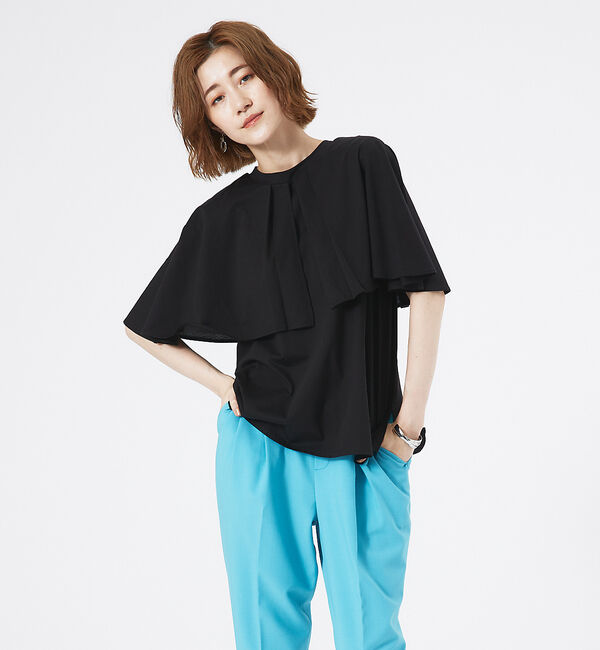 abahouse mavie「シルケットマルチWAYケーププルオーバー」|Tシャツ・カットソー|ブラック