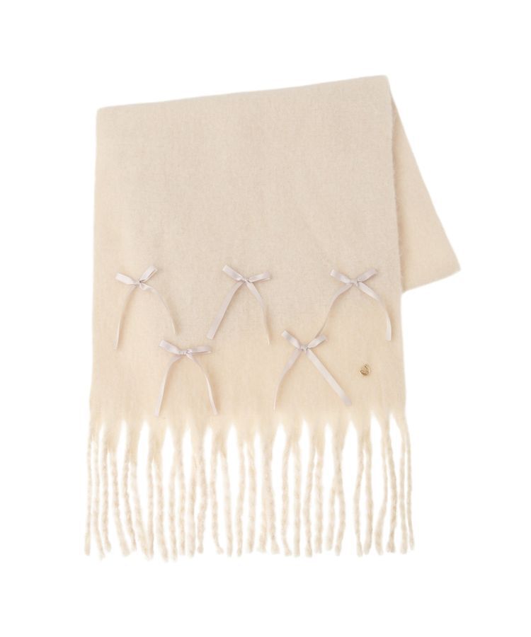 Maison de FLEUR「リボンフリンジストール」|ストール|アイボリー