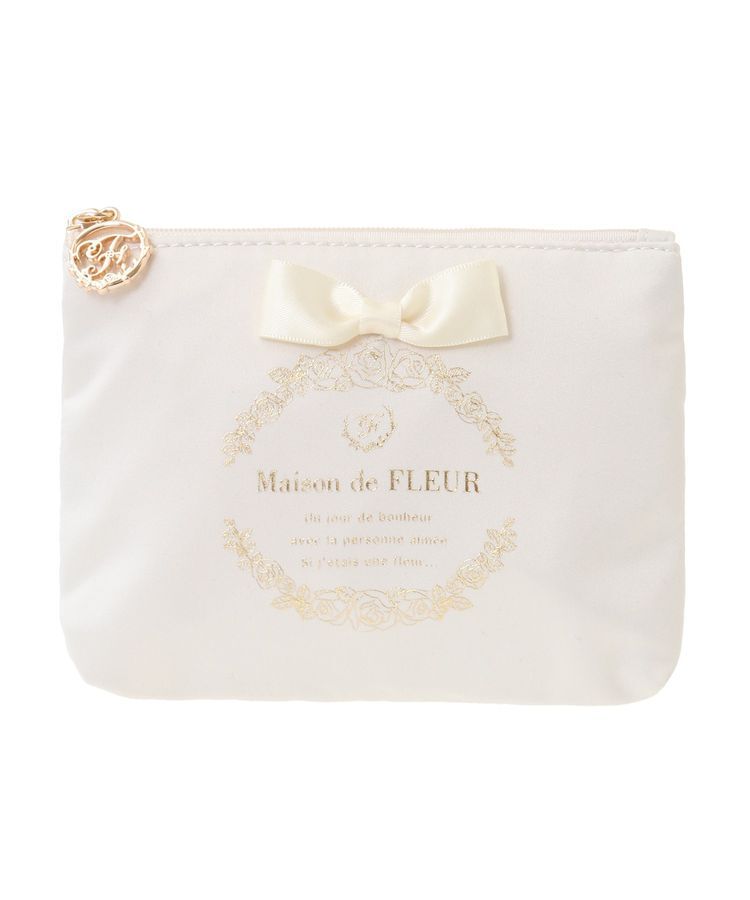 Maison de FLEUR「サテンリボンティッシュケース」|ポーチ|アイボリー