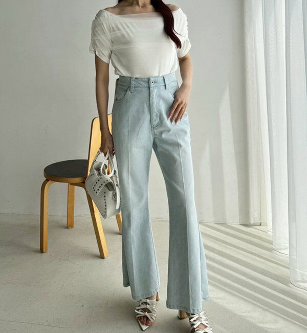  「シアー重ねオフショルトップス」|プルオーバー|