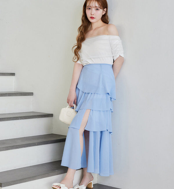  「シアー重ねオフショルトップス」|プルオーバー|