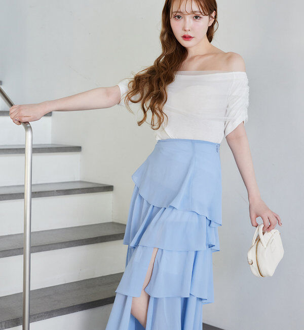  「シアー重ねオフショルトップス」|プルオーバー|