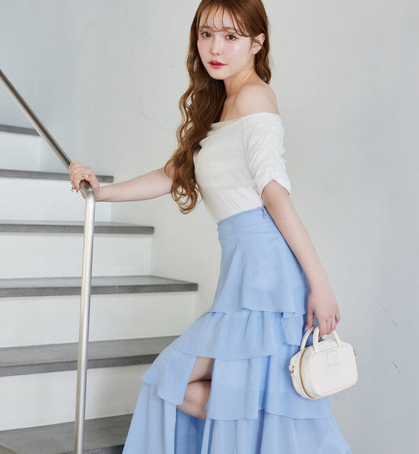  「シアー重ねオフショルトップス」|プルオーバー|