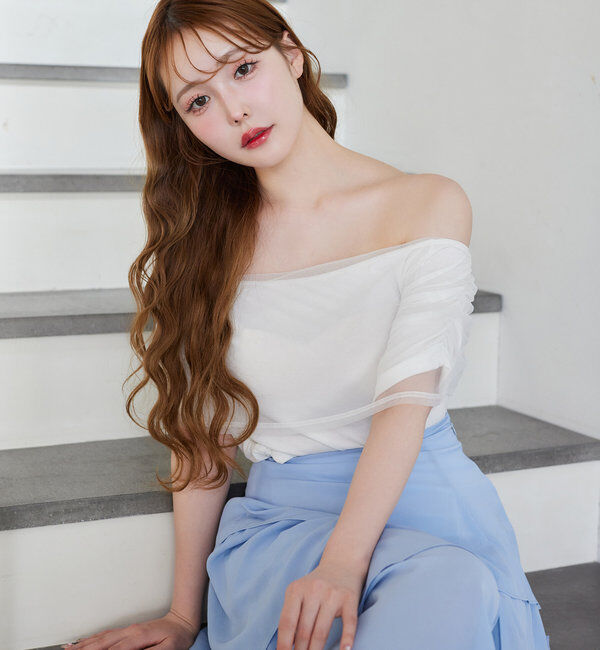  「シアー重ねオフショルトップス」|プルオーバー|