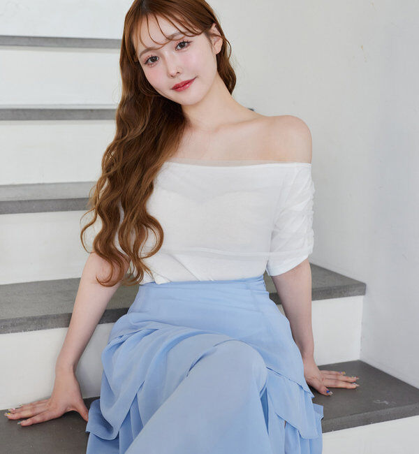  「シアー重ねオフショルトップス」|プルオーバー|