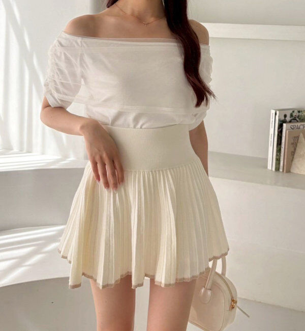  「シアー重ねオフショルトップス」|プルオーバー|