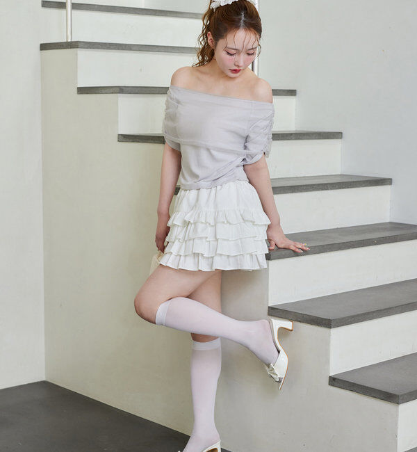  「シアー重ねオフショルトップス」|プルオーバー|